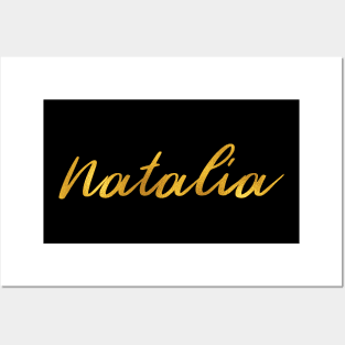 Natalia Name Hand Lettering in Faux Gold Letters Posters and Art